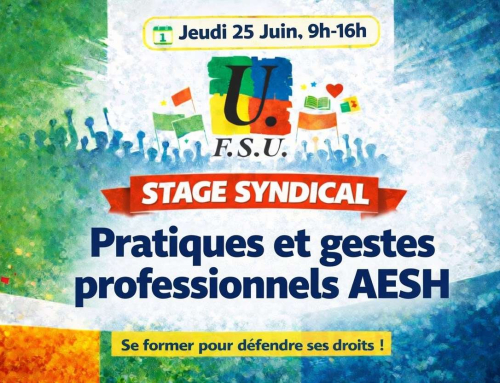 Formation syndicale AESH : jeudi 25 juin de 9h à 16h à Poitiers
